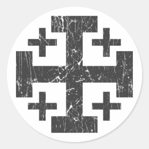 Sticker Rond croix de la terre sainte grunge