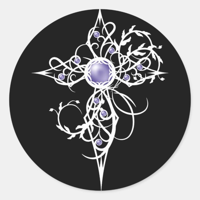 Sticker Rond Croix de lumière violet Imaginaire Angel (Devant)