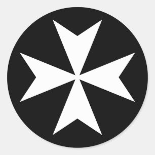 Sticker Rond Croix de Malte blanche