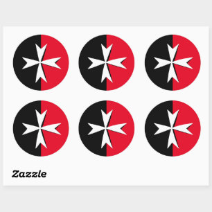 Sticker Rond Croix de Malte blanche & symbole du drapeau de Mal