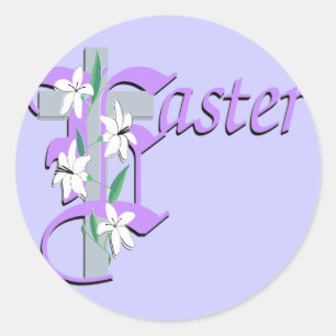 Sticker Rond Croix de Pâques avec Lilly