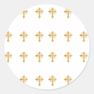 Sticker Rond Croix d'or chrétienne