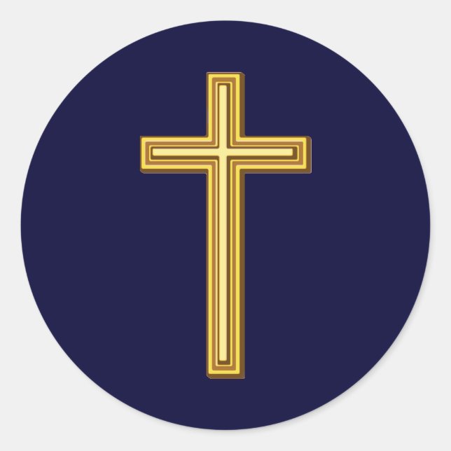 Sticker Rond Croix d'or en bleu (Devant)