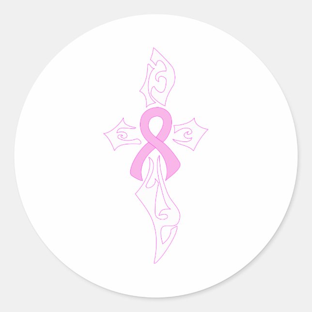 Sticker Rond Croix du cancer du sein (Devant)