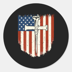 Sticker Rond Croix du drapeau américain 3 clous Dom patriotique