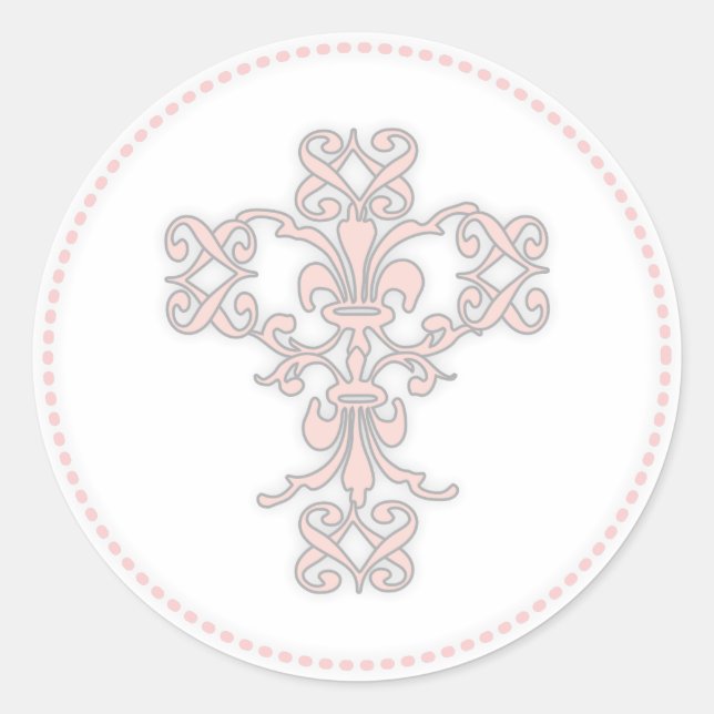 Sticker Rond Croix élégante en rose (Devant)