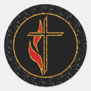 Sticker Rond Croix et flamme