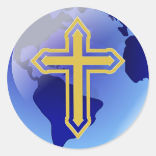 Sticker Rond Croix et terre d'or