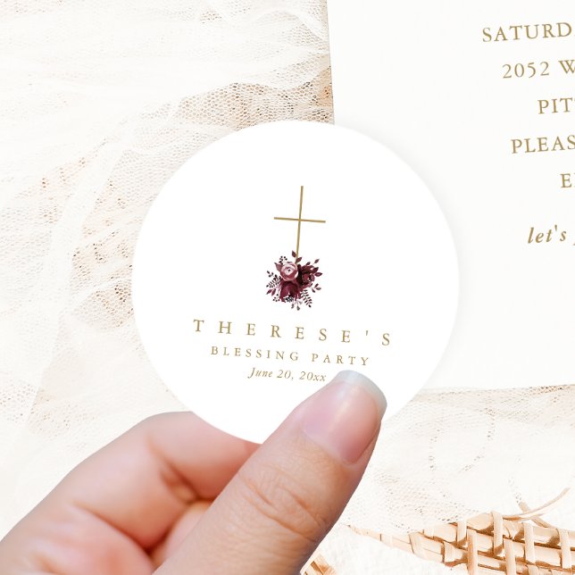 Sticker Rond Croix florale Chrétienne Mère et Blessure Bébé (Créateur téléchargé)