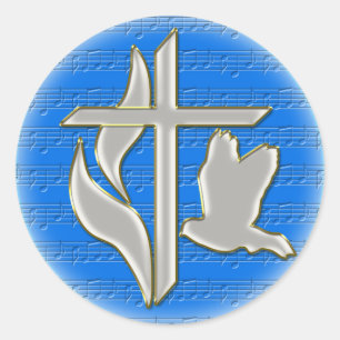 Sticker Rond Croix méthodiste avec la colombe
