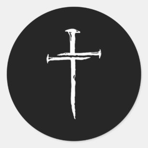 Sticker Rond Croix religieuse chrétienne minimaliste trois clou