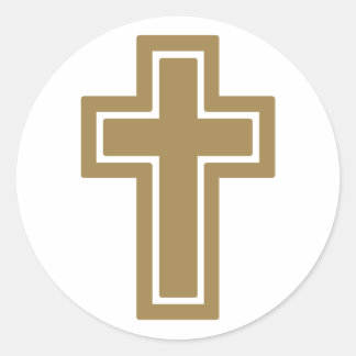 Sticker Rond Croix religieuse d'or | Christian