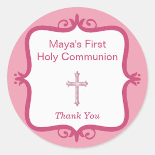 Sticker rond croix rose