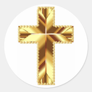 STICKER ROND CROIX SAINTE EN OR