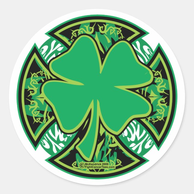Sticker Rond Croix Shamrock irlandaise (Devant)
