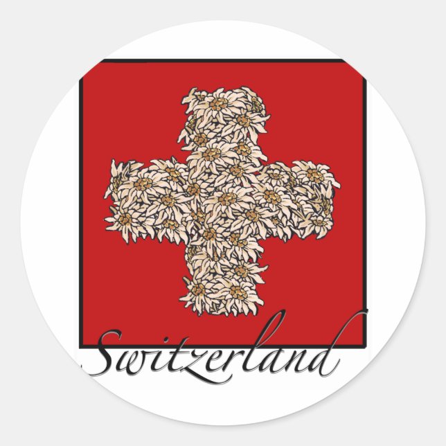 Sticker Rond Croix suisse d'edelweiss (Devant)