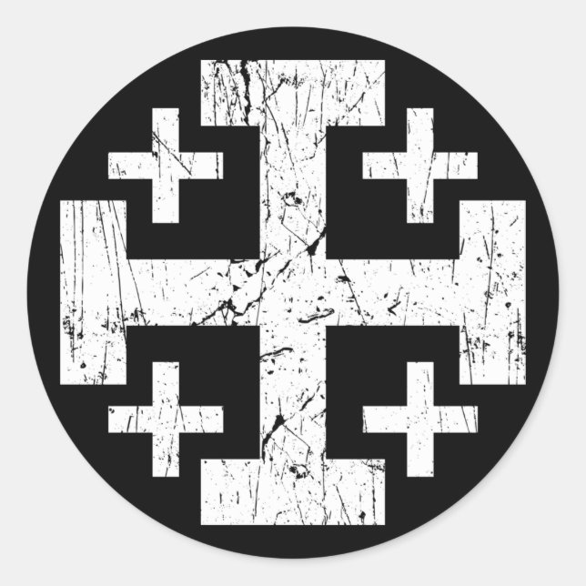 Sticker Rond croix terre sainte grunge symbole de religion Jéru (Devant)