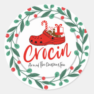 Sticker Rond Croquer autour de l'arbre de Noël