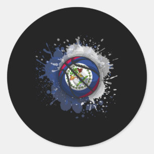 Sticker Rond Croquis avec drapeau du Belize