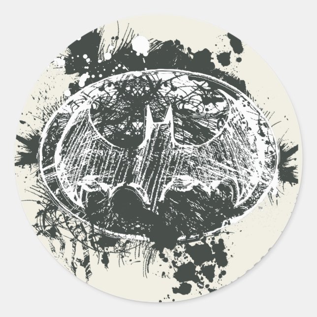 Sticker Rond Croquis Batman Grunge Splatter (Devant)