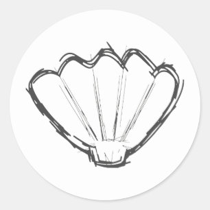 Sticker Rond Croquis de coquillage