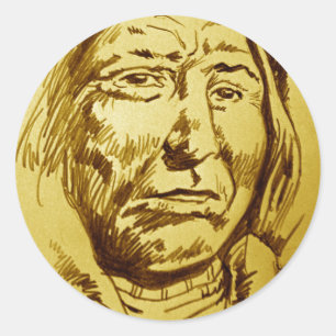 Sticker Rond Croquis en chef indien