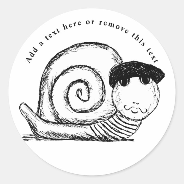 Sticker Rond Croquis Escargot d'escargot français (Devant)