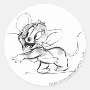Sticker Rond Croquis timide de Jerry