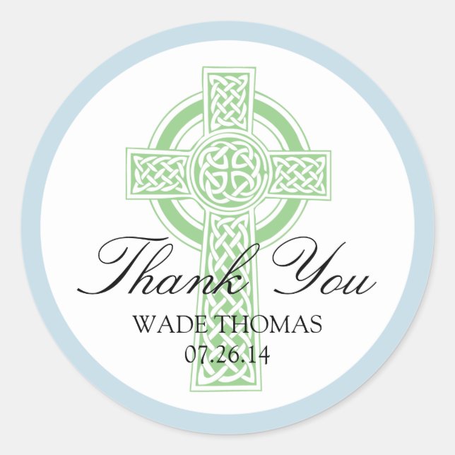 Sticker Rond CROSS Christening, Douche ou Première Communion (Devant)