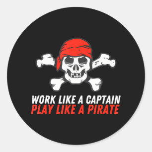Sticker Rond Crossbones Buccaneer Travaille Comme Un Capitaine