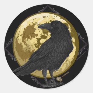 Sticker Rond Crow et la Lune conception 1