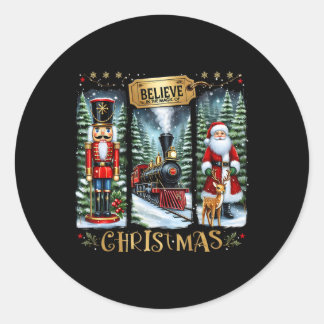 Sticker Rond Croyez En La Magie De Noël Train Nutcracker