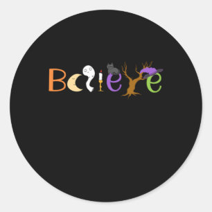 Sticker Rond Croyez Halloween Éffrayant Fantôme Déplaisant sorc