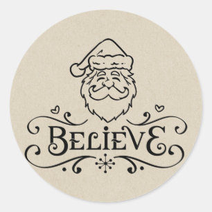 Sticker Rond CROYEZ Rustique PÈRE NOËL Noël Gite Favoriser Trea