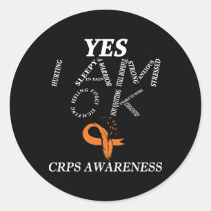 Sticker Rond Crps Sensibilisation Douleur Chronique Orange Ribb