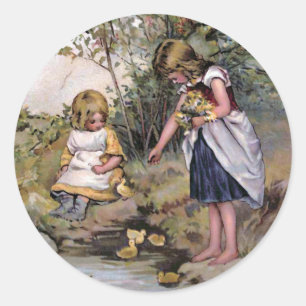 Sticker Rond Cru "alimentant canards"