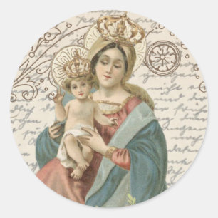 Sticker Rond Cru béni religieux de Vierge Marie Jésus