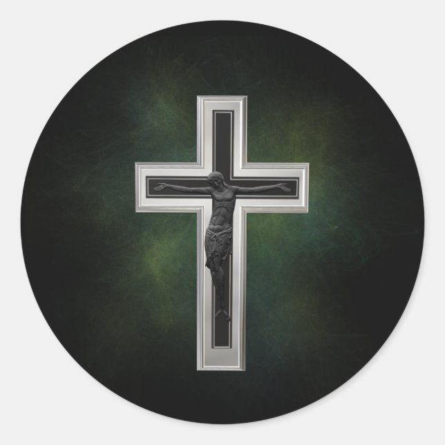 Sticker Rond Crucifix (Devant)