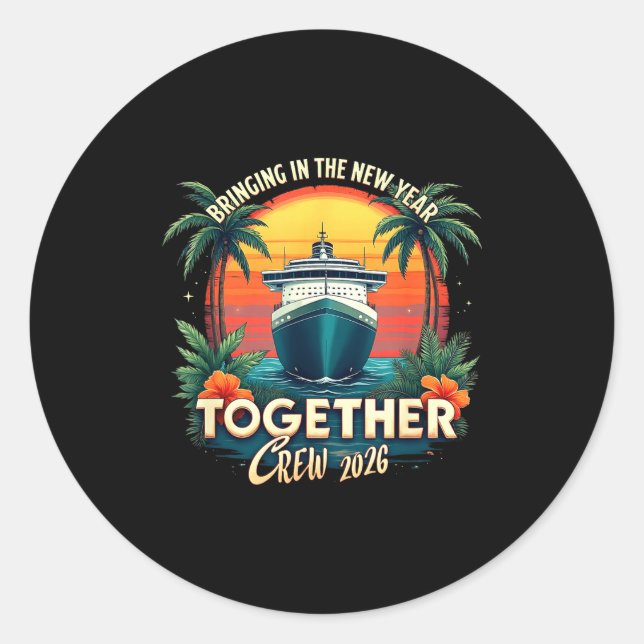 Sticker Rond Cruise Vacation Bringing In The New Year Together  (Devant)