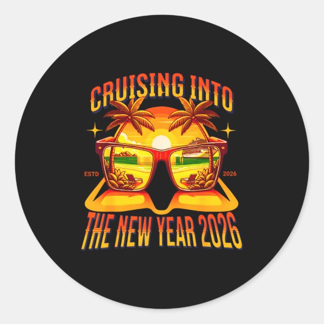 Sticker Rond Cruising Into The New Year 2026  (Devant)