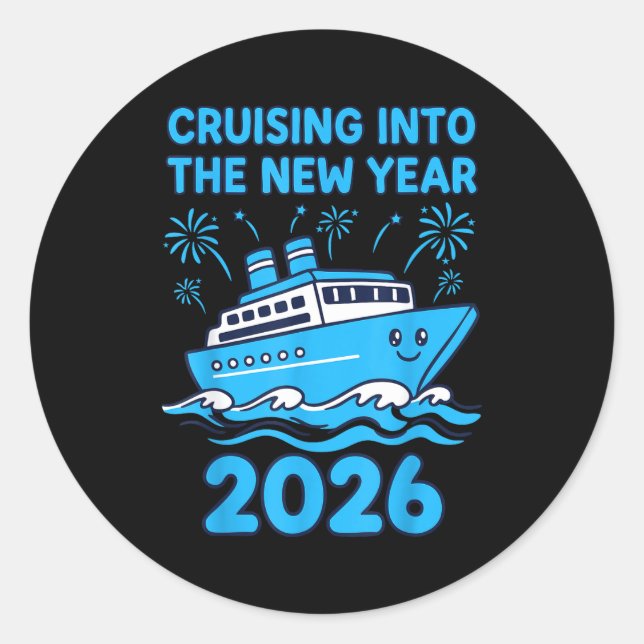 Sticker Rond Cruising Into The New Year 2026 Celebration  (Devant)