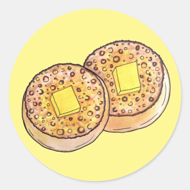 Sticker Rond Crumpets à beurre chaud Cuisine britannique (Devant)