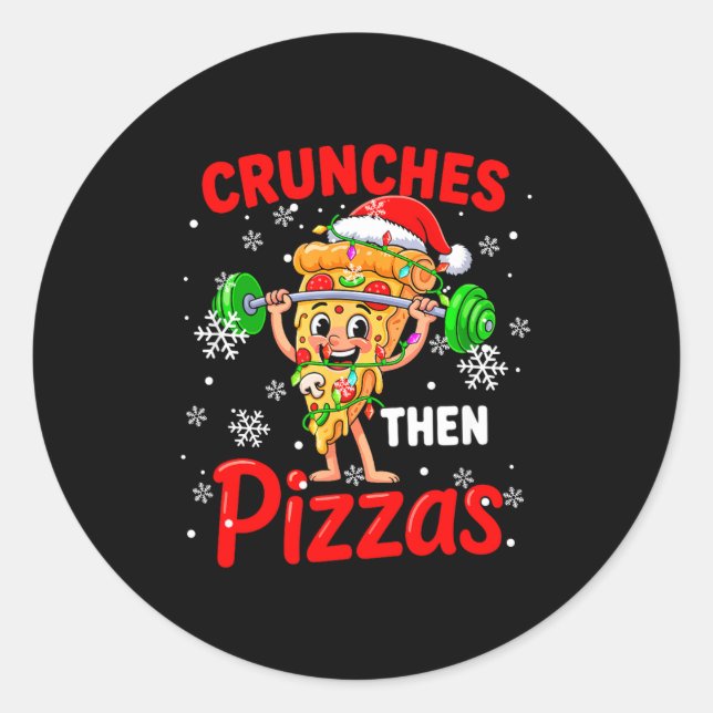 Sticker Rond Crunches Then Zzas Xmas Santa Zza Weightlifting Gy (Devant)