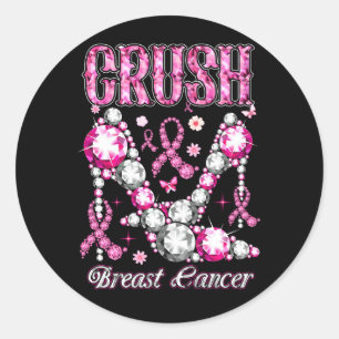 Sticker Rond Crush Cancer du sein Sensibilisation Bling rose Ru