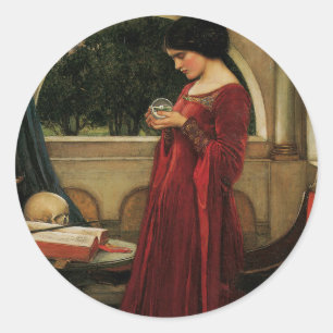 Sticker Rond Crystal Ball Woman Waterhouse Peinture