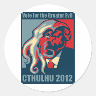 Sticker Rond Cthulhu pour le président 2012