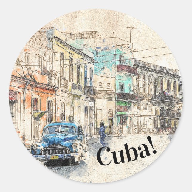 Sticker Rond Cuba ! Havane Cuba (Devant)