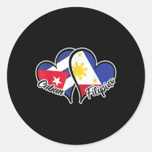 Sticker Rond Cuba Philippines Drapeau Coeur moitié Cubain demi 