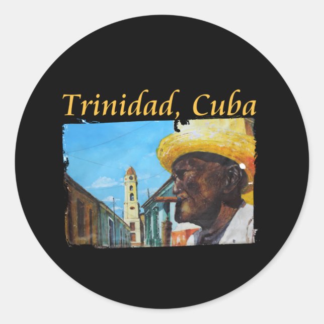 Sticker Rond Cuba - Trinidad Cubain Cigar Art (Devant)