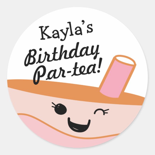 Sticker Rond Cube Bubble Tea Boba fête d'anniversaire (Devant)